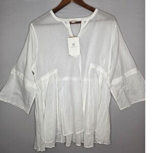 Anokhi White Sufi Blouse, 100% Organic Cotton XL NWT Beach, Resort Swim cover